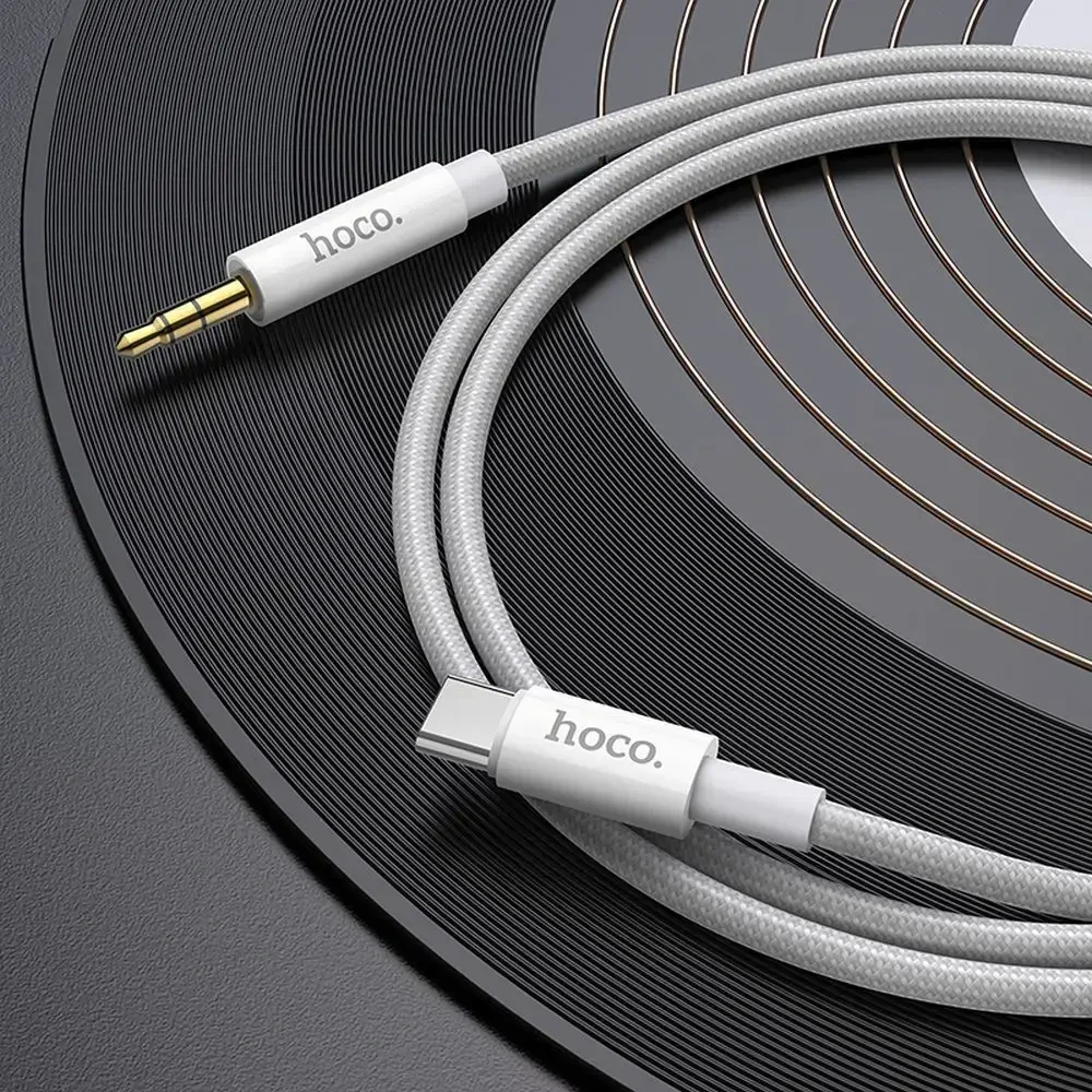 Kabelis AUX Jack 3,5 mm - USB C Hoco 1 m UPA19 sidabrinis
