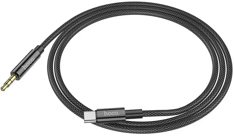 Kabelis AUX Jack 3,5 mm - USB C Hoco 1 m UPA19 juodas