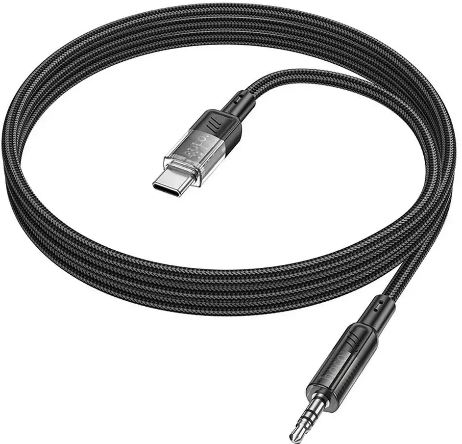 Kabelis AUX Jack 3,5 mm - USB C Hoco 1,2 m UPA27 juodas