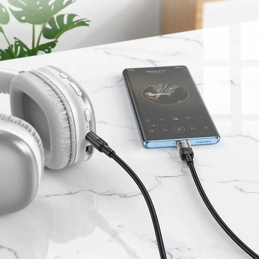 Kabelis AUX Jack 3,5 mm - USB C Hoco 1,2 m UPA27 juodas