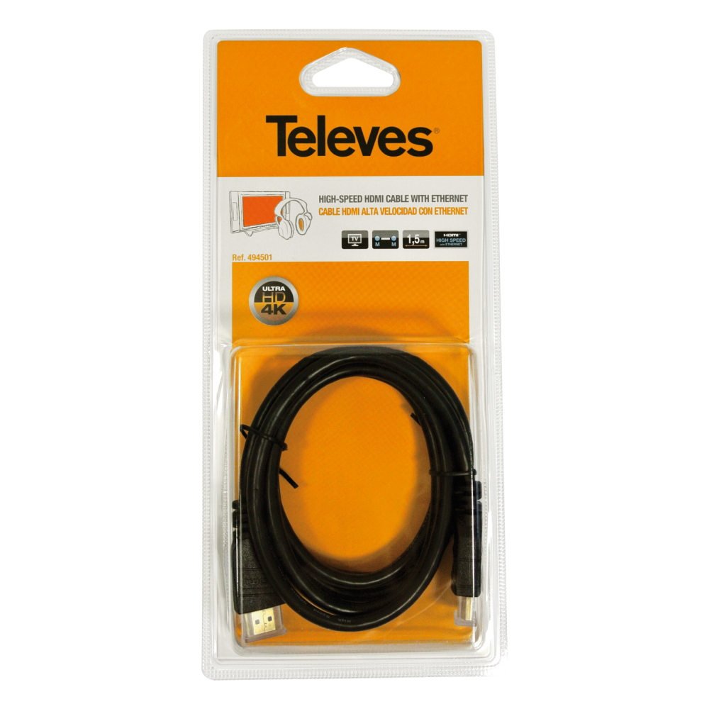 Kabelis HDMI 2.0 Televes ref. 494501 1,5m 4K