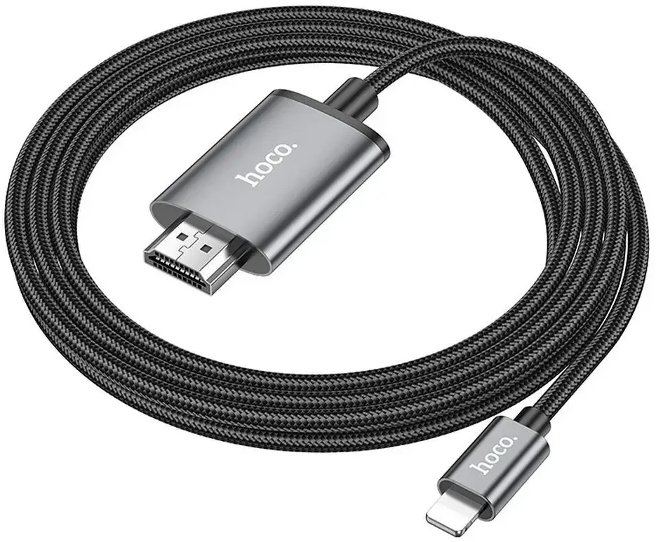 Kabelis Hoco UA27 Lightning to HDMI 2.0m pilkas