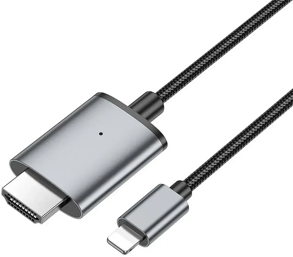 Kabelis Hoco UA27 Lightning to HDMI 2.0m pilkas