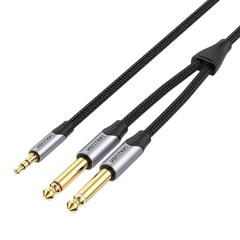 Vention Kabelio mini lizdas nuo 3.5 mm iki 2 x 6.5 mm lizdas Ventiliacija BARHG 1.5 m (pilka)