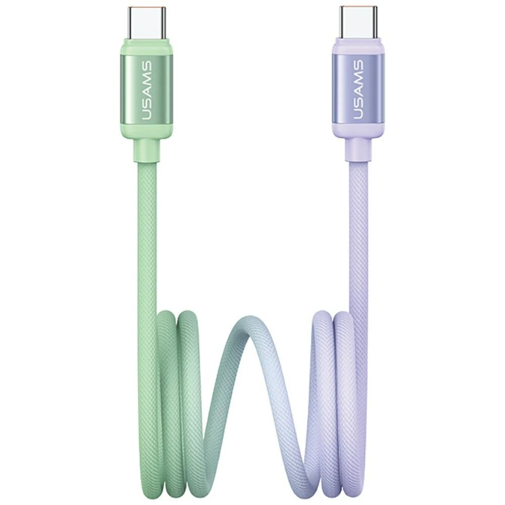 Kabelis USAMS Bicolor Series SJ756 PD 60W USB-C/USB-C 1.2m žalios spalvos ir violetinės spalvos