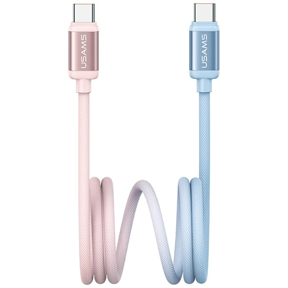Kabelis USAMS Bicolor Series SJ756 PD 60W USB-C/USB-C 1.2m mėlynos ir rožinės spalvos