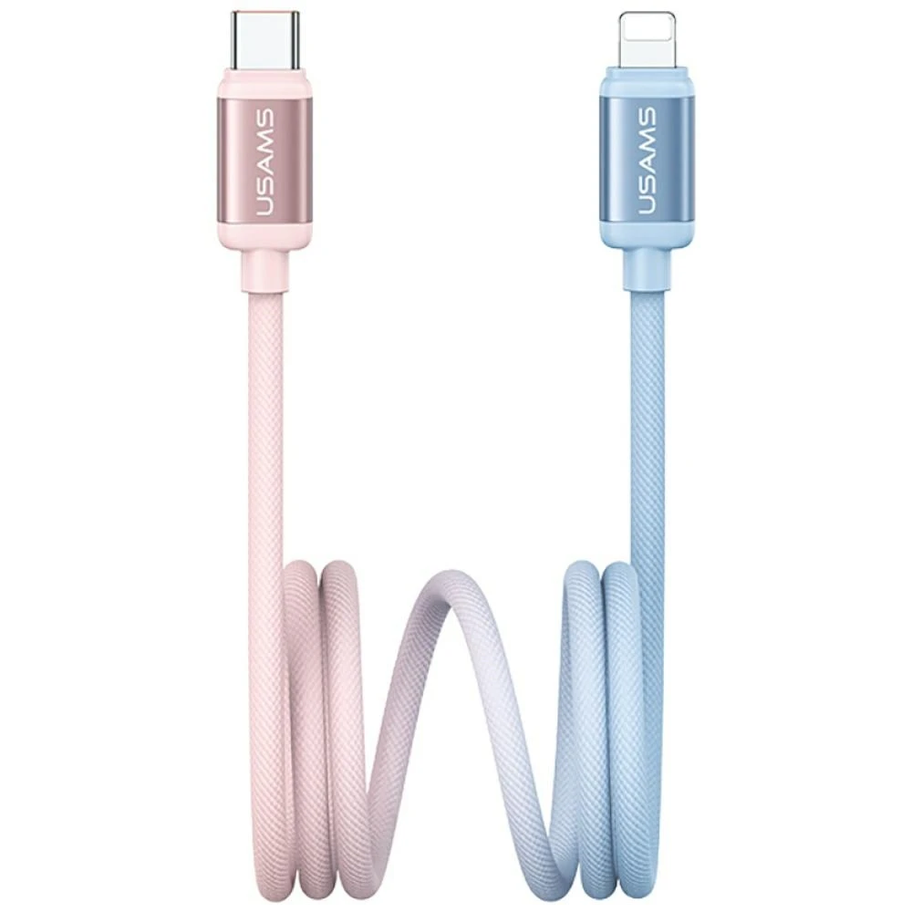 Kabelis USAMS Bicolor Series SJ757 PD 30W USB-C/Lightning 1.2m mėlynas ir rožinės spalvos