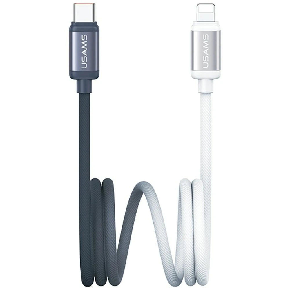 Kabelis USAMS Bicolor Series SJ757 PD 30W USB-C/Lightning 1.2m juodos spalvos ir baltos spalvos