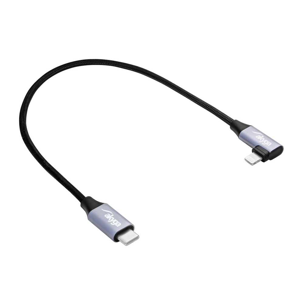 Kabelis USB Akyga USB-C - Lightning 0.3 m Juodas (AK-USB-55)