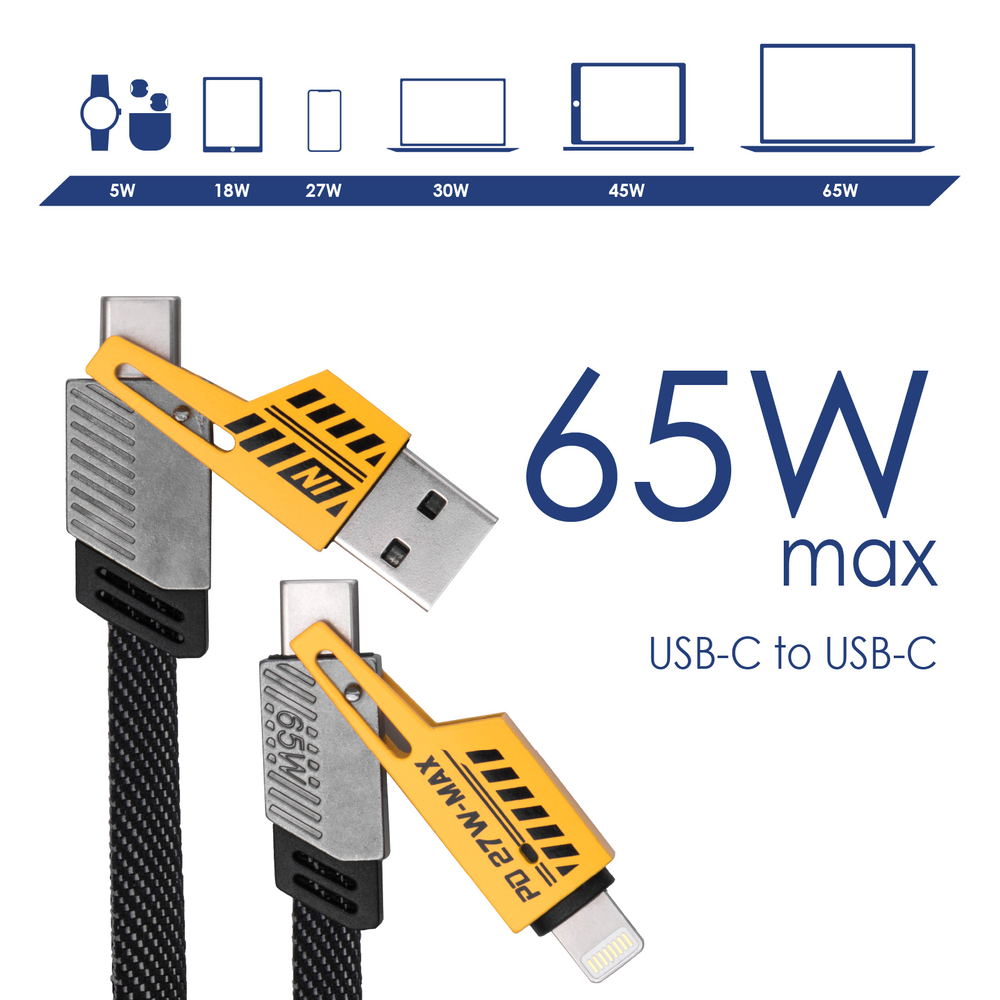 AKYGA Cable USB AK-USB-57 USB A m + USB type C m / USB type C m + Lightning m ver.2.0 65W 1m