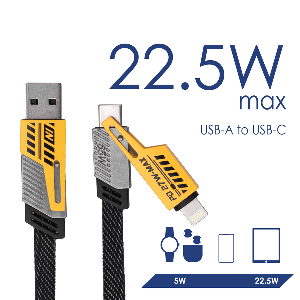 AKYGA Cable USB AK-USB-57 USB A m + USB type C m / USB type C m + Lightning m ver.2.0 65W 1m