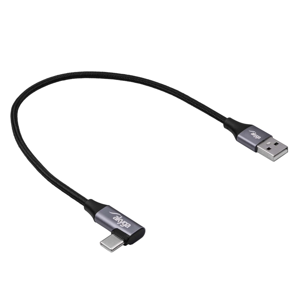 Kabelis USB Akyga USB-C - USB-A 0.3 m Juodas (AK-USB-58)