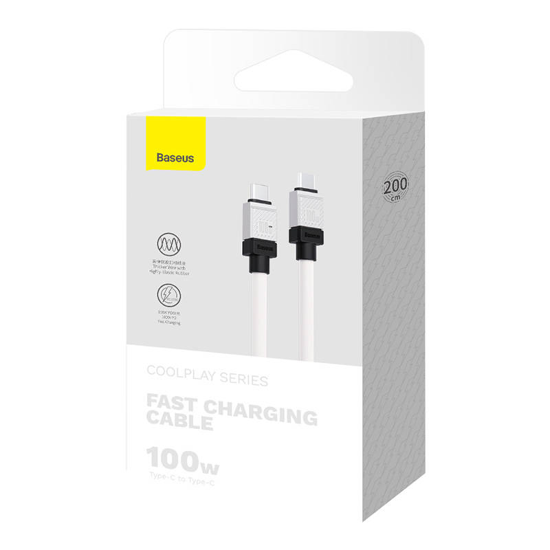 USB-C laidas su USB-C Baseus CoolPlay 100W 2m (baltas)