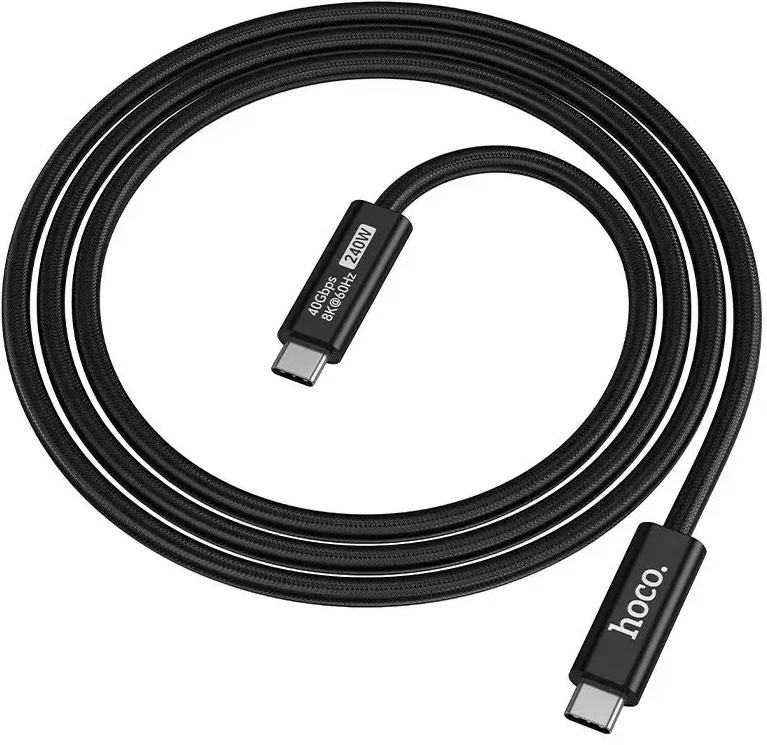 Cable USB C do USB C Hoco USB4 40Gbps/8K60Hz 5A 240W 1m US15 juodas