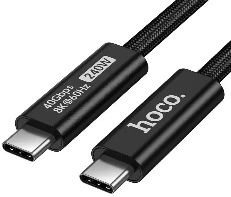 Cable USB C do USB C Hoco USB4 40Gbps/8K60Hz 5A 240W 1m US15 juodas