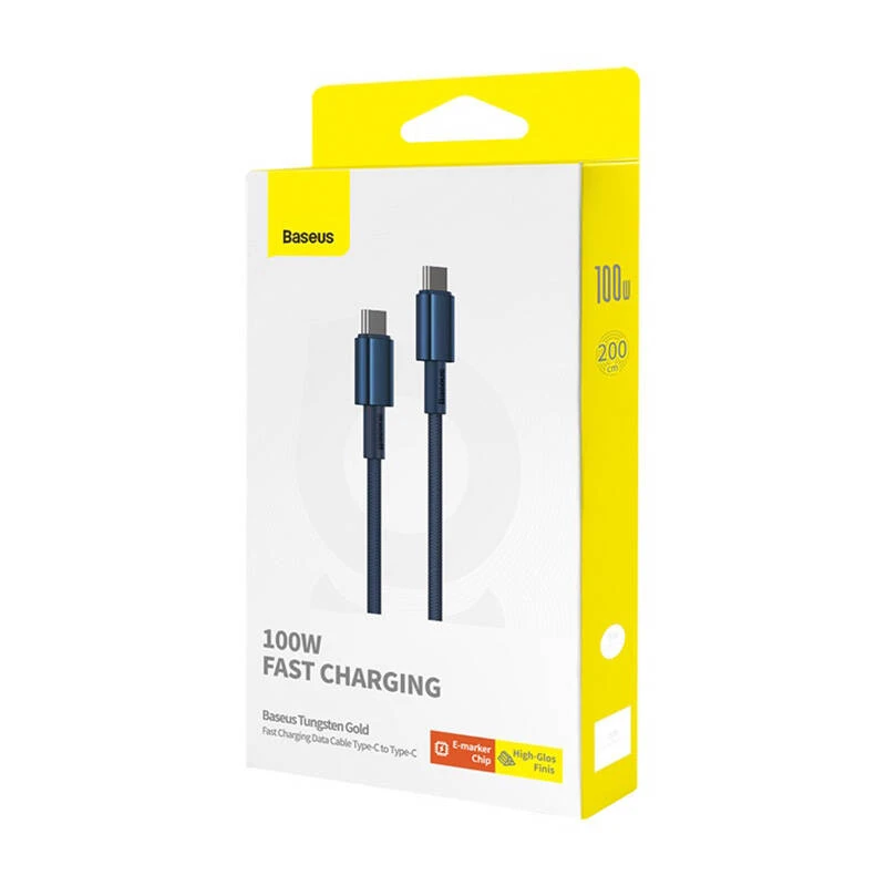 Baseus Tungsten Gold kabelis USB-C - USB-C 100W 2m - Mėlynas