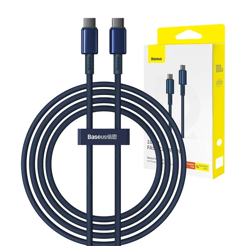 Baseus Tungsten Gold kabelis USB-C - USB-C 100W 2m - Mėlynas