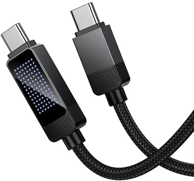 USB C į USB C laidas Hoco 3A 60 W su Dpot Matrix LCD 1 m U154 juodas