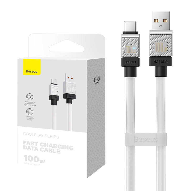 USB laidas per USB-C Baseus CoolPlay 100W 1m (baltas)