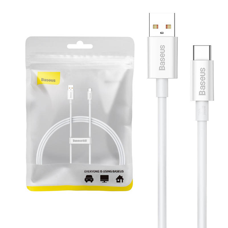 USB laidas per USB-C Baseus Superior 100W 1m (baltas)