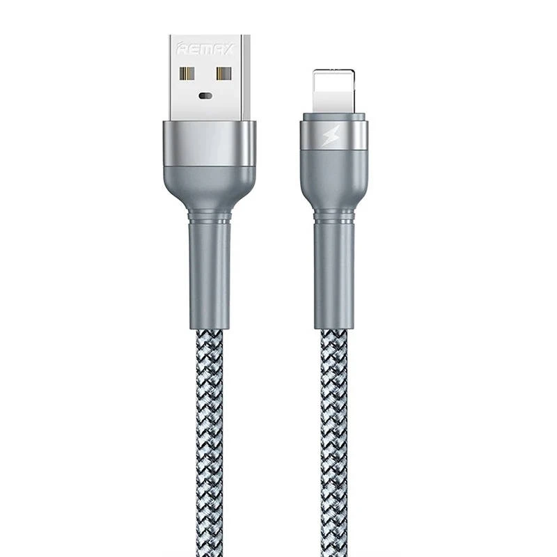 USB Lightning Remax Jany Alloy kabelis, 1m, 2.4A (sidabrinis)