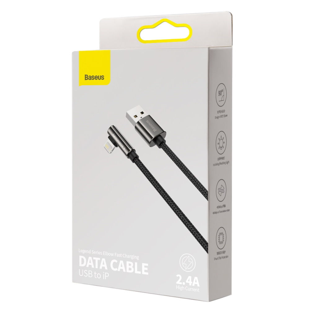 USB kabelis Baseus Legend iš USB į Lightning 2.4A 2.0m juodas CALCS-A01