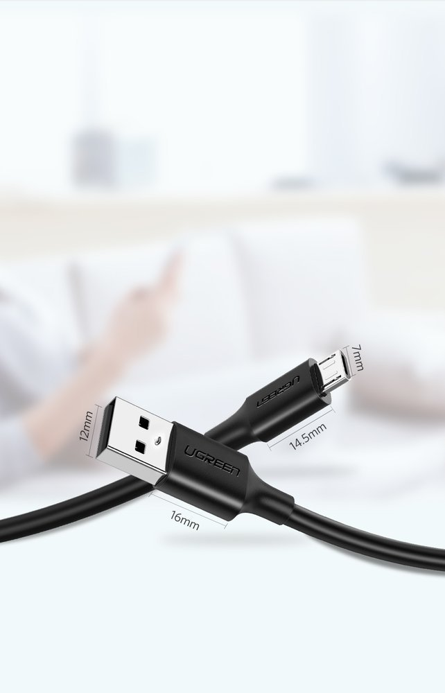 UGREEN USB - Micro USB laidas QC 3.0 2.4A 2m juodas