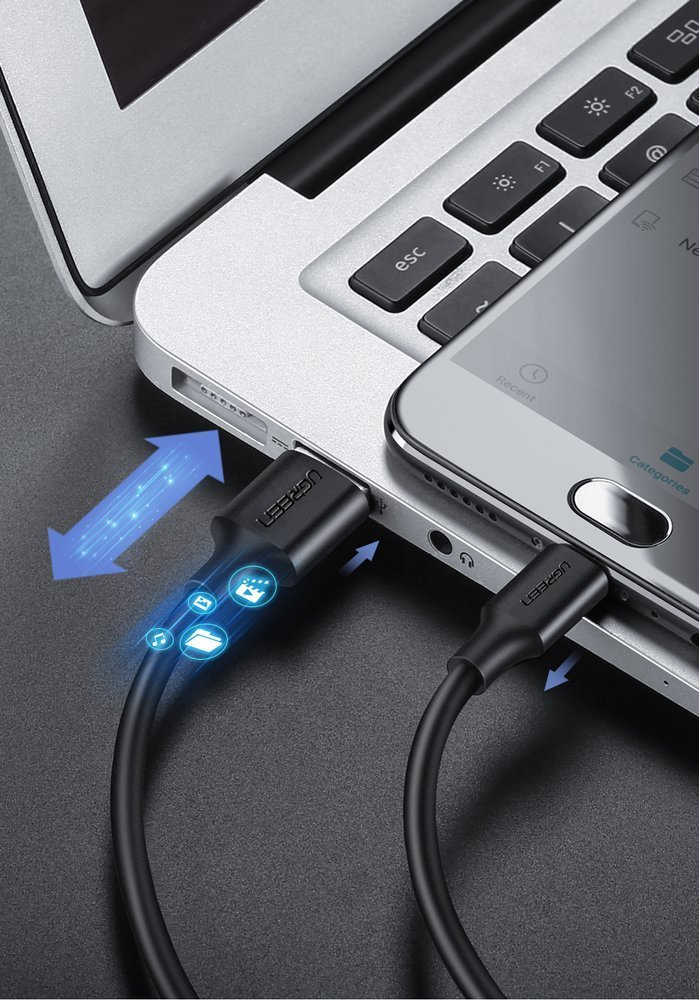 UGREEN USB - Micro USB laidas QC 3.0 2.4A 2m juodas