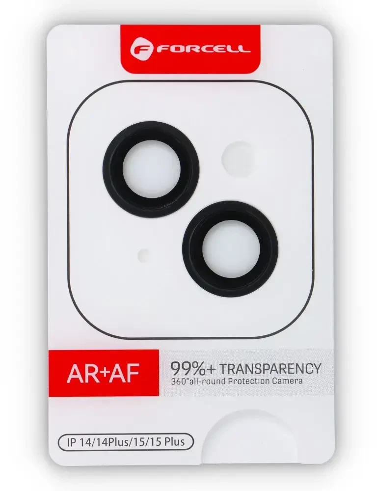 Tempered Glass Camera Lens for iPhone 15 / 15 PLUS Forcell Premium juodas