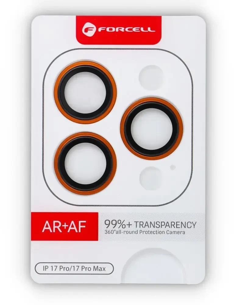 Tempered Glass Camera Lens for iPhone 17 PRO / 17 PRO MAX Forcell Premium oranžinis