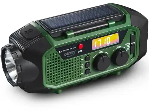 Adler Avarinis radijas 4000 mAh, saulės baterija, švaistiklis, Bluetooth, maitinimo blokas Camry CR 1919