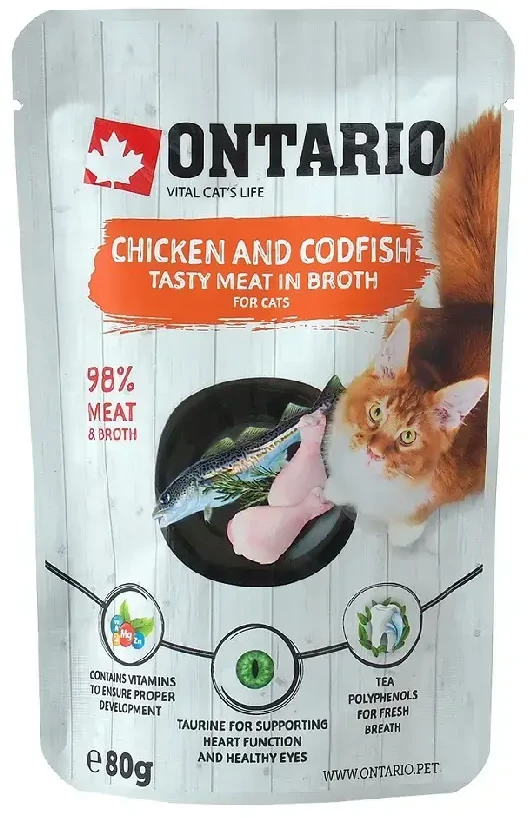 ONTARIO katės maistas vištiena ir menkė