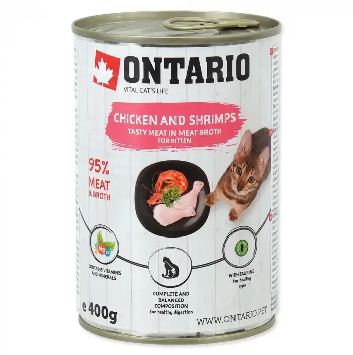 ONTARIO konservai katėms vištiena krevetėmis 400g
