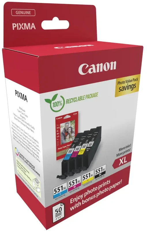 Canon CLI-551XL (6443B008) Rašalinių kasečių komplektas, C/M/Y/BK