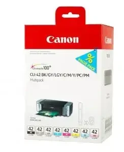 CANON 1LB CLI-42 8inks rašalo kasetė juodas ir spalvos standartinės talpos sudėtinė pakuotė pilni 8 rašalai