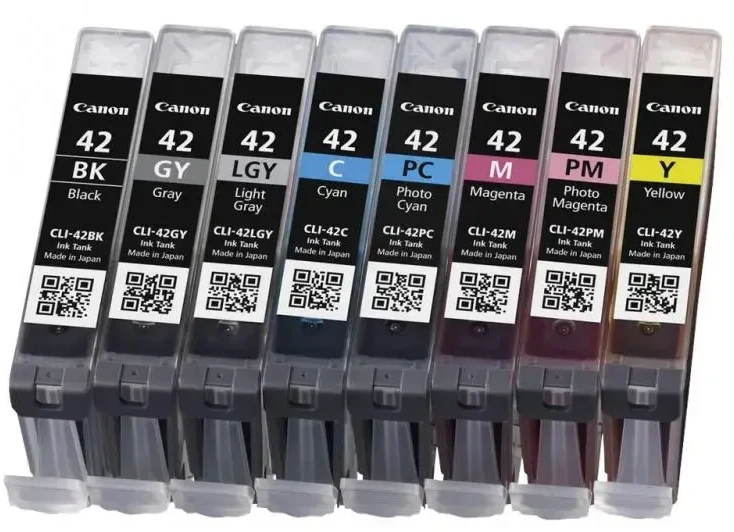 CANON 1LB CLI-42 8inks rašalo kasetė juodas ir spalvos standartinės talpos sudėtinė pakuotė pilni 8 rašalai
