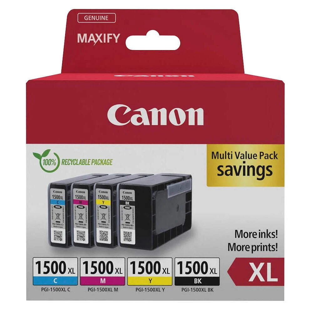 Canon PGI-1500XL C, M, Y, BK rašalo kasečių sudėtinė pakuotė