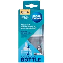 Canpolbabies CANPOL 35/220 EasyStart Exotic 120ml buteliukas nuo dieglių plačios burnos mėlynas