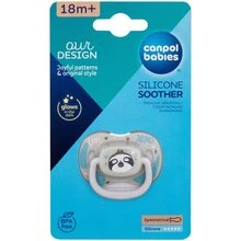 CANPOL BABIES silikoninis simetriškas čiulptukas, 6-18M, iliustracija: Mielas tinginys
