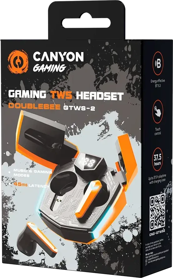 CANYON ausinės su mikrofonu Doublebee GTWS-2 Gaming Oranžinis