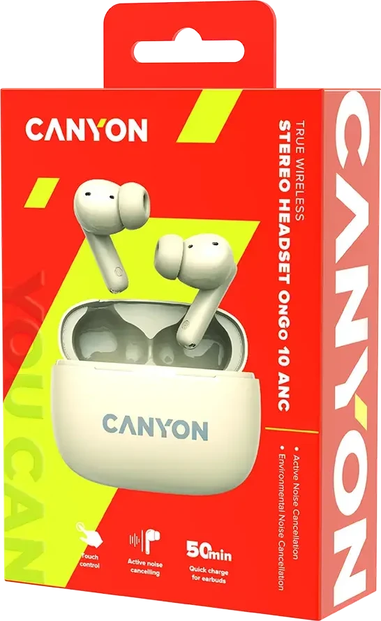 Ausinės Canyon OnGo ANC TWS-10, Kreminės spalvos