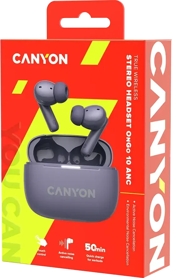 Ausinės Canyon OnGo ANC TWS-10, Violetinės