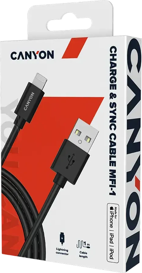 Apple CANYON kabelis MFI-1 Lightning 12W 1m Juodas
