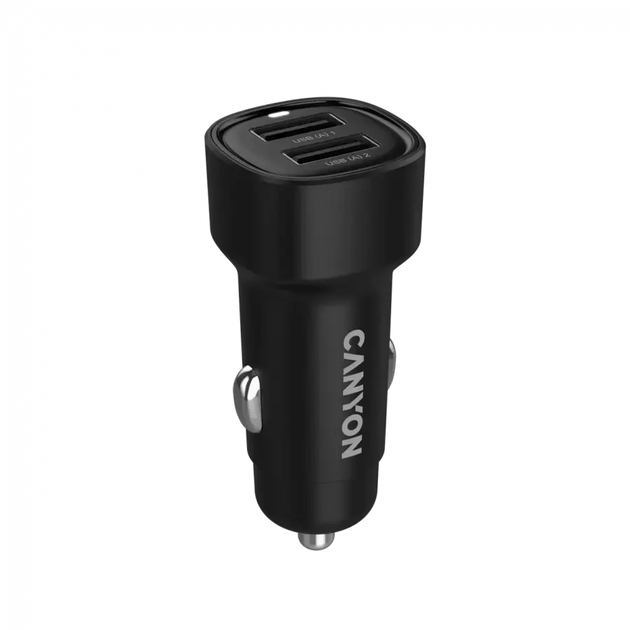 CANYON automobilinis įkroviklis OnDrive 24 24W 2xUSB-A Juodas
