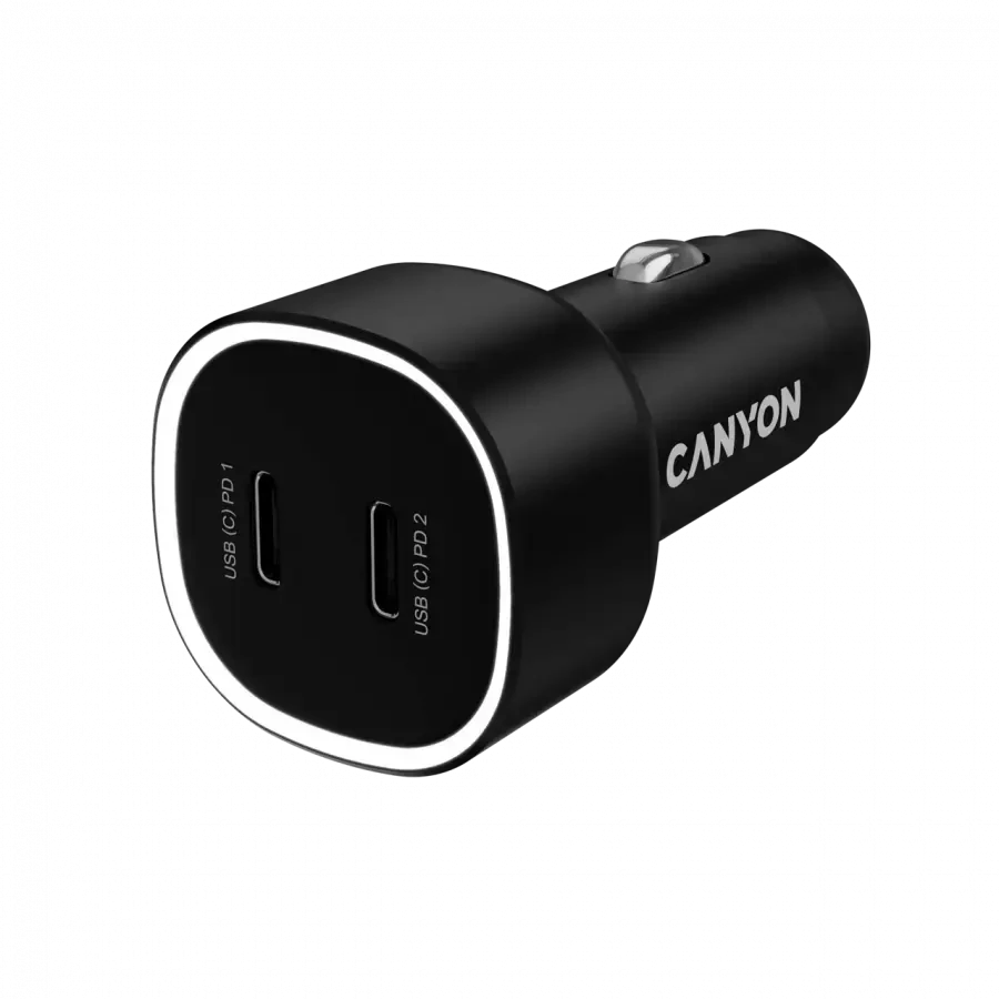CANYON automobilinis įkroviklis OnDrive 60 PD 60W 2xUSB-C Juodas