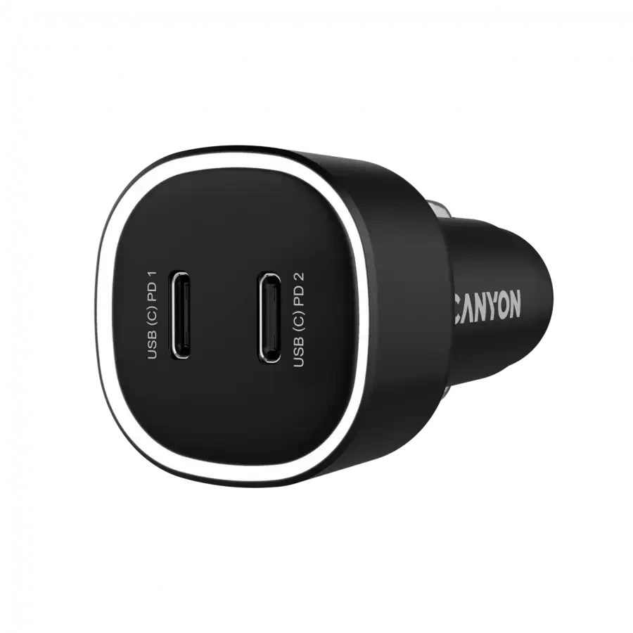 CANYON automobilinis įkroviklis OnDrive 60 PD 60W 2xUSB-C Juodas