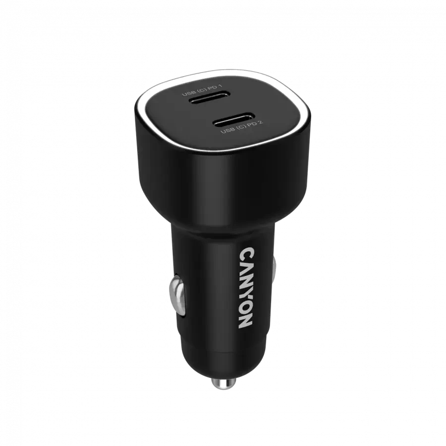 CANYON automobilinis įkroviklis OnDrive 60 PD 60W 2xUSB-C Juodas