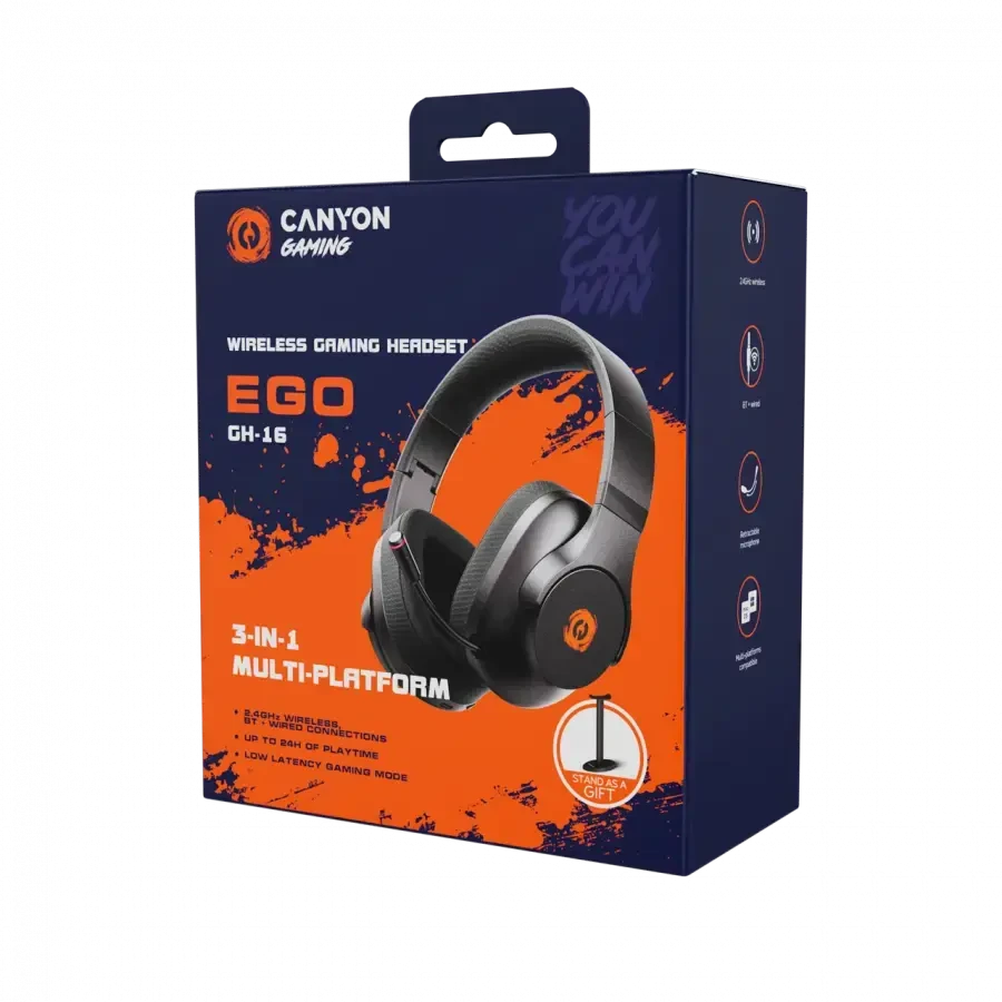 CANYON ausinės EGO GH-16 3in1 2.4Ghz+BT Baltas