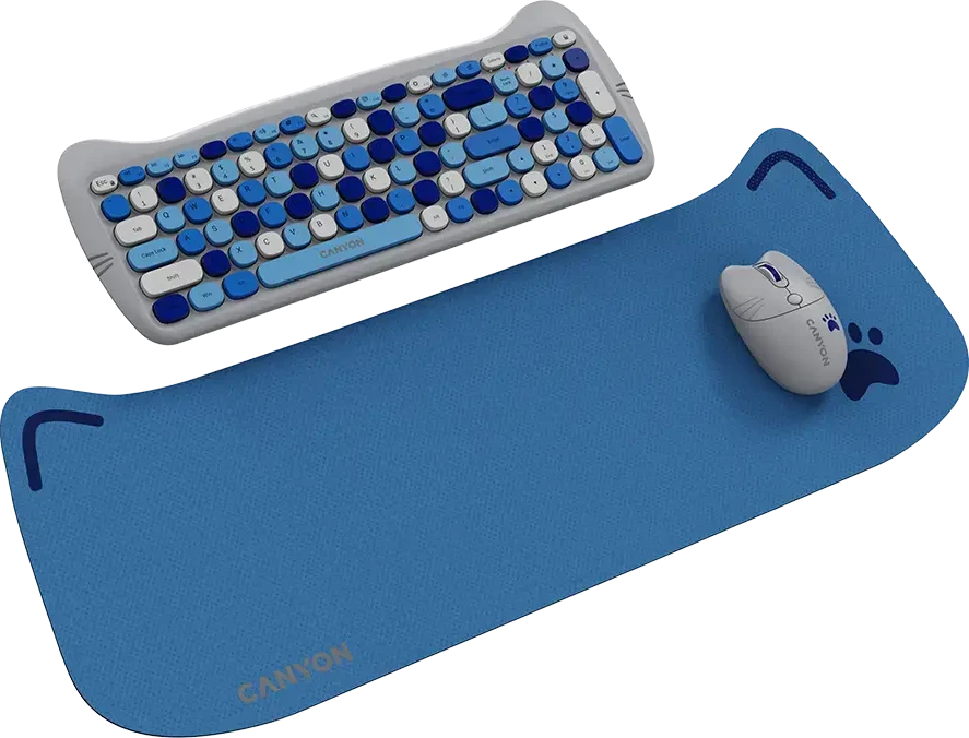 CANYON HSET-W6 EN Klaviatūra ir pelė Kitty Edition AAA+АА Wireless Mėlyna