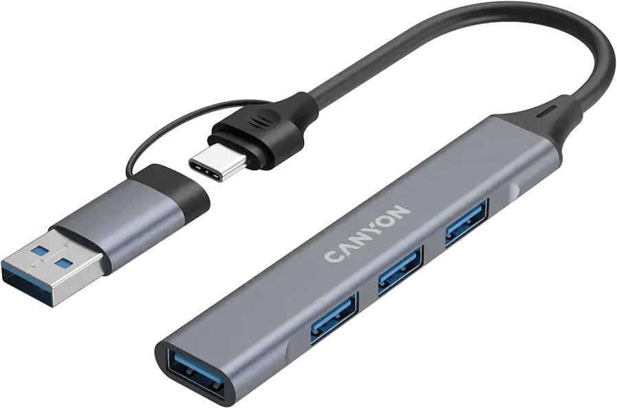 CANYON šakotuvas DS-02 4in1 USB-A/C Pilkas